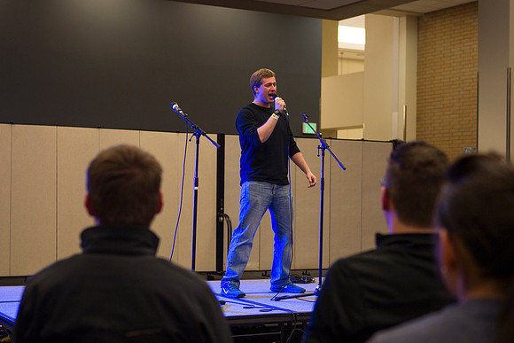 Students performs on stage and sing their favorite karaoke songs during I-Night.