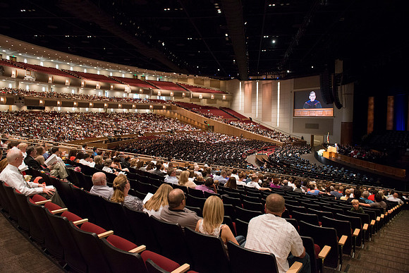 Commencement ceremony in the BYU-Idaho Center.  BYU-Idaho photos by Michael Lewis