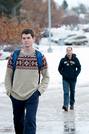 Students come back to school for the start of the winter semester.