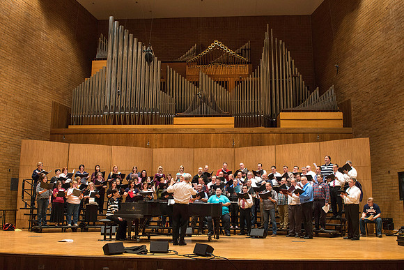 Ricks College Alumni from 1965 to 1995 gather for an A Cappella Choir reunion.
