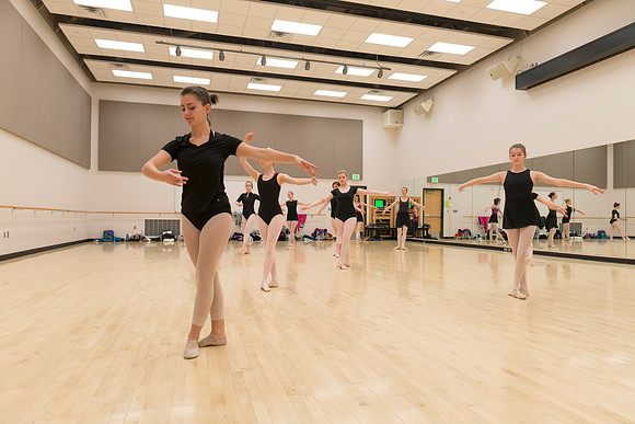 Students from Sister McChesney's Ballet class practice for an upcoming final on an early Tuesday morning.