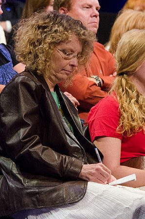 Audience members listening to Pres. Clark share information about new BYU-Idaho students and answers to questions