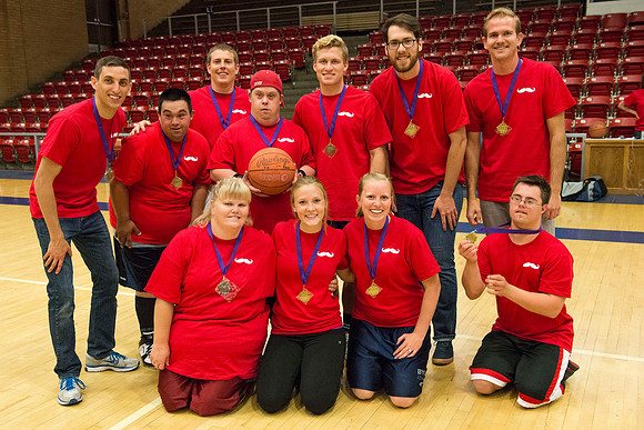Bob Christensens Special Education class puts on a great show in the Hart Gym playing basketball.