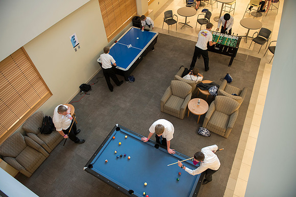 EFY kids take advantage of the game room in the Hyrum Manwaring Center.  BYU-Idaho photo by Michael Lewis