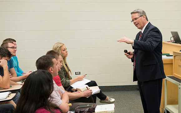 Michael Bolingbroke an instructor in the Religion Dept teaches a New Testament class.