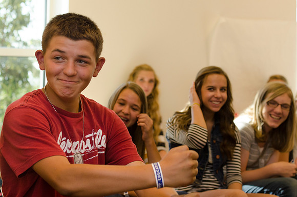 Participants in the Education Week 2013 Youth Program meet together in the Gordon B. Hinckley Building. Photo by Taylor Davenport