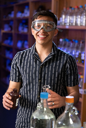 Chemistry student, Noah Aguilar, being interviewed for an Admissions video.