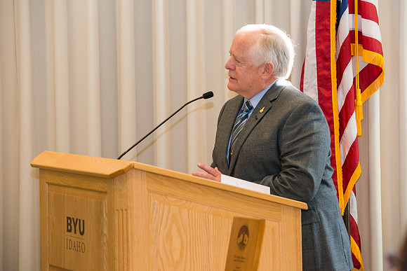Emeritus Breakfast, Nov 2018, BYU-Idaho Alumni Award of excellence was awarded to Jon Beesley.