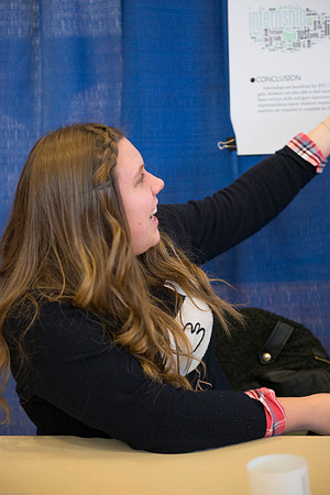Students present their projects for the Student Research and Creative Works Conference.