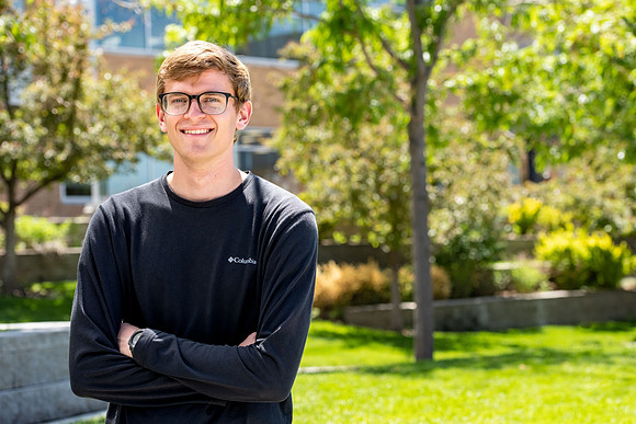 The video production team films and interviews AJ, a second semester student at BYU-Idaho.