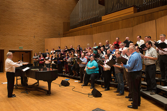 Ricks College Alumni from 1965 to 1995 gather for an A Cappella Choir reunion.
