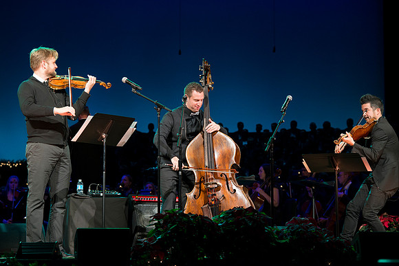 Special guests, Time for Three, combine with Music, Theater and Dance Departments to perform in the BYU-Idaho Center.