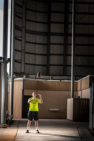 Justin Lassond meditates as he gets ready for the upcoming football season at BYU-Idaho.