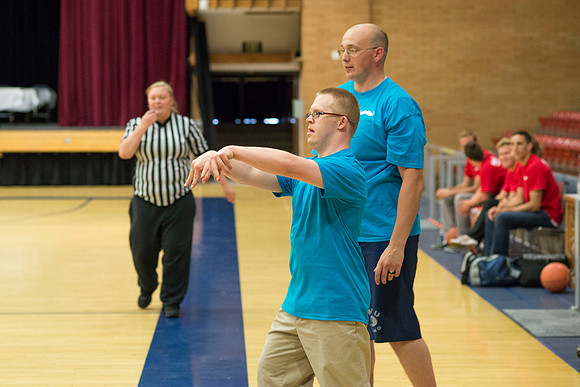 Bob Christensens Special Education class puts on a great show in the Hart Gym playing basketball.