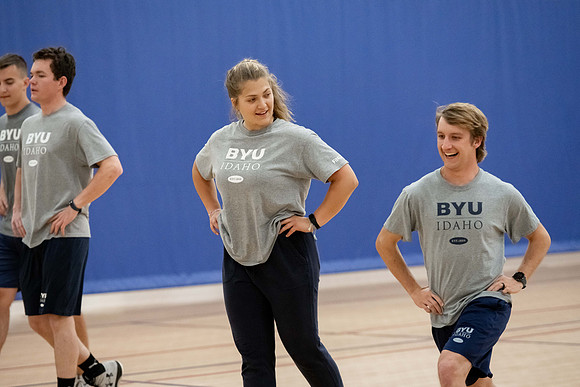 BYU-Idaho students attend a hands-on sprinting workshop in the I-center.