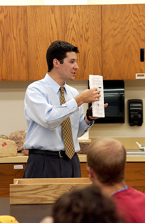 Forest Gahn teaches a Geology Lab in the Romney Building 2003