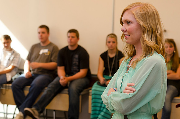 Participants in the Education Week 2013 Youth Program meet together in the Gordon B. Hinckley Building. Photo by Taylor Davenport