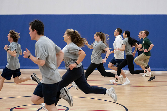 BYU-Idaho students attend a hands-on sprinting workshop in the I-center.