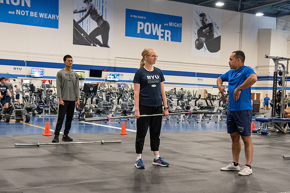 BYU-Idaho students doing Cross-fit Training in the Hart Fitness Center.