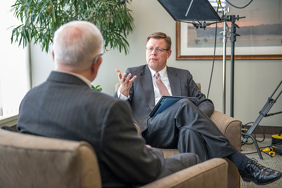 President Clark G. Gilbert interviews retired english instructor, Scott Samuelson, to learn more about the "Spirit of Rick's"