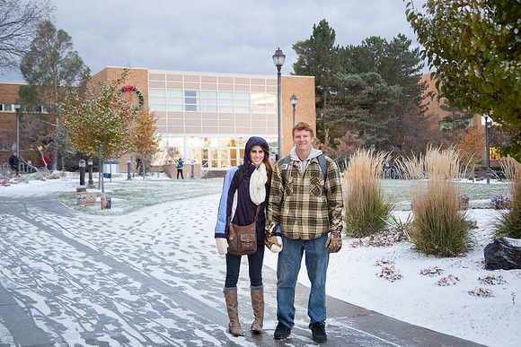 Students woke up to find Campus in a layer of light snow.
