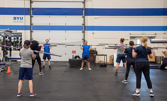 BYU-Idaho students doing Cross-fit Training in the Hart Fitness Center.