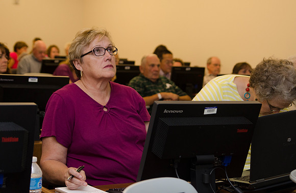 Participants learn tools to improve geneology work in Instructor Ron Anderson's class during Education Week 2013. Photo by Taylor Davenport