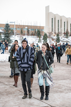 Students gather for the first devotional of Winter 2016 semester.