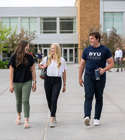 Student models for Admissions Viewbook cover options. May 2023