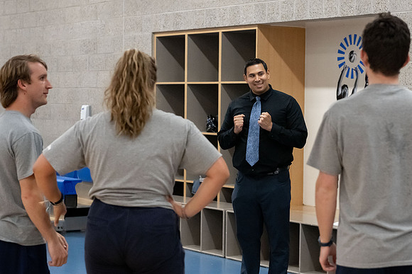 BYU-Idaho students attend a hands-on sprinting workshop in the I-center.