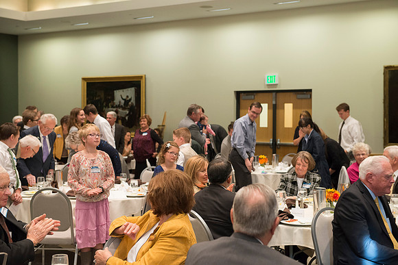 Ricks College Alumni gather for a breakfast in honor of Vance & Diane Hendricks who recieved the Alumni Award of Excellence.