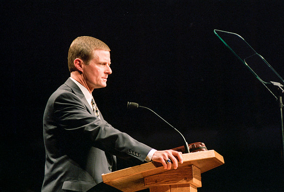President David A. Bednar speaking at Devotional