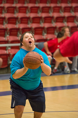 Bob Christensens Special Education class puts on a great show in the Hart Gym playing basketball.