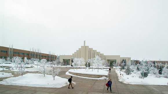 Students walk through the Taylor Quad on their way to class.