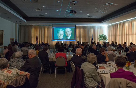 Ricks College Alumni gather for a breakfast in honor of Vance & Diane Hendricks who recieved the Alumni Award of Excellence.