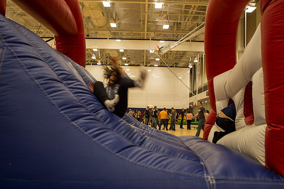 Students go through the obstacle course set up by the ROTC and National Guard during I-Night.