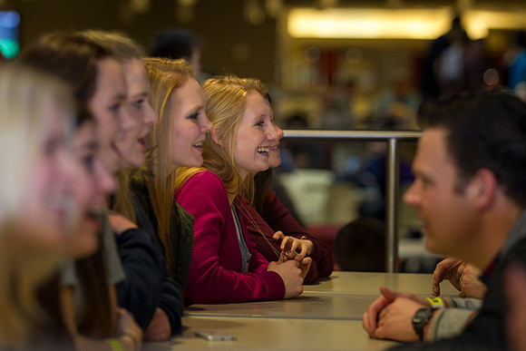 During Speed Dating, the girls stay in their seats while the boys rotate around the table, and try and get to know them before time is up.