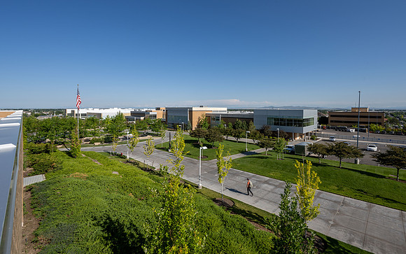 View of Taylor Quad from Kimball Building balcony.