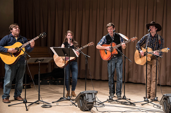 This bluegrass band perform the songs they've been learning all semester in their Bluegrass class.