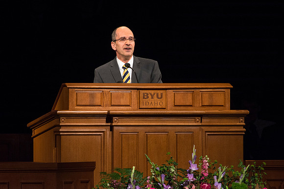 Paul Edwards, Deseret News Editor and Publisher, speaks at devotional.