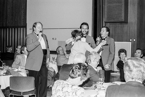 The barbershop quartet sings a number at the Banquet