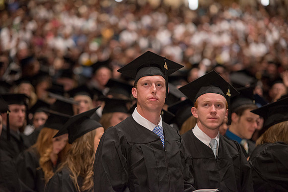 Commencement ceremony in the BYU-Idaho Center.  BYU-Idaho photos by Michael Lewis