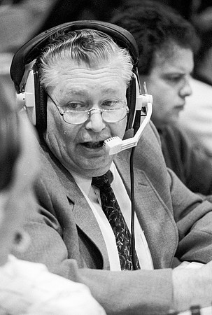 Ernie Reidelbach casting a sports event