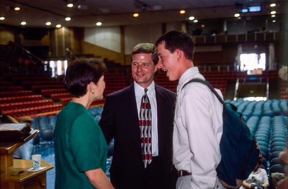 President and Sister Bednar talking with students after devotional