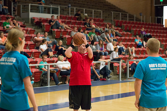 Bob Christensens Special Education class puts on a great show in the Hart Gym playing basketball.