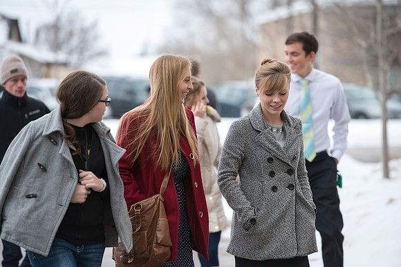 Students gather for the first devotional of Winter 2016 semester.