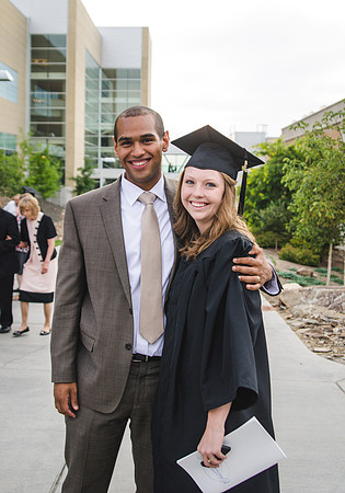 Students walking outside following the Commencement address