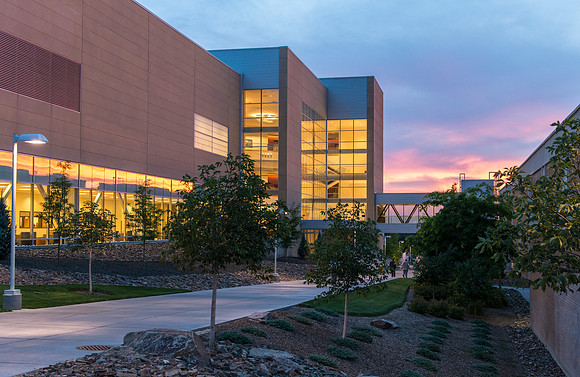 Manwaring Center Skybridge connects to the Mckay Library.