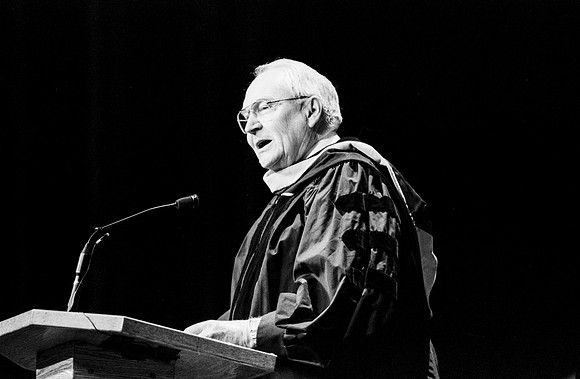 Elder Perry speaking at Pres David A Bednar's Inauguration.