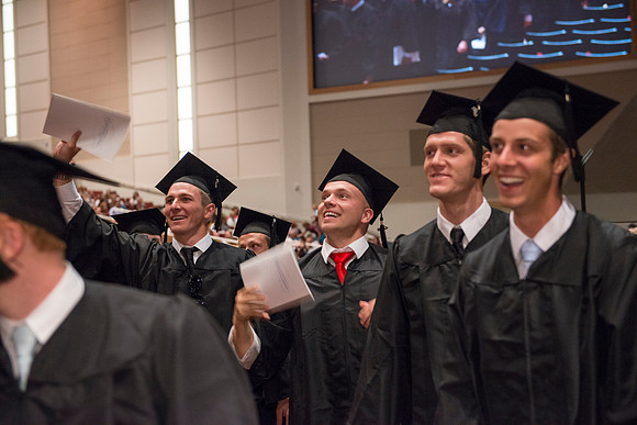 Commencement ceremony in the BYU-Idaho Center.  BYU-Idaho photos by Michael Lewis